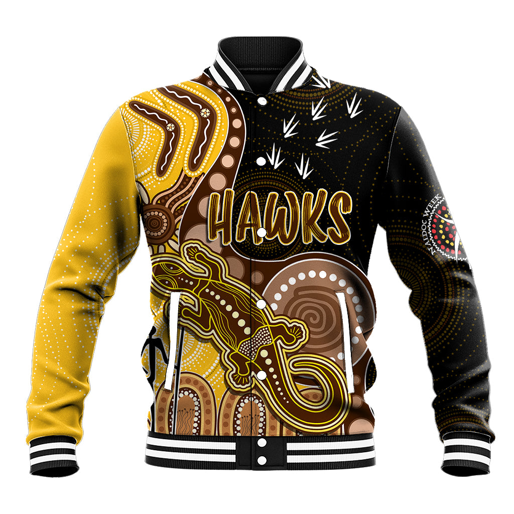personalised-naidoc-week-2023-afl-hawks-baseball-jacket-aboriginal-dot-art-lizard-mix-boomerang