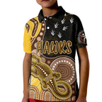 personalised-naidoc-week-2023-afl-hawks-kid-polo-shirt-aboriginal-dot-art-lizard-mix-boomerang