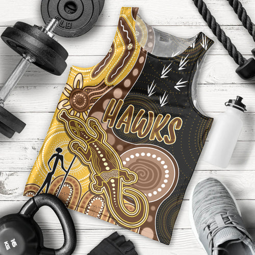 personalised-naidoc-week-2023-afl-hawks-men-tank-top-aboriginal-dot-art-lizard-mix-boomerang