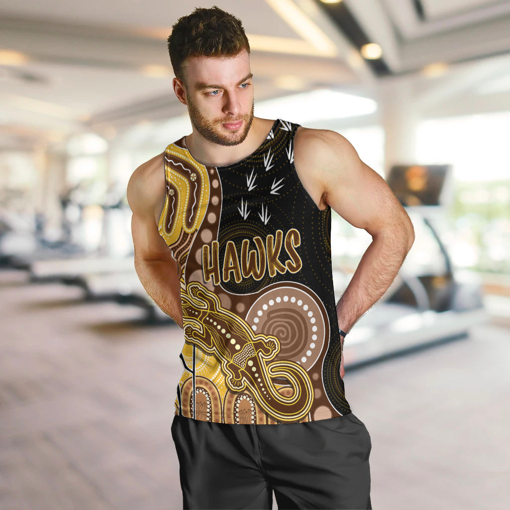 personalised-naidoc-week-2023-afl-hawks-men-tank-top-aboriginal-dot-art-lizard-mix-boomerang