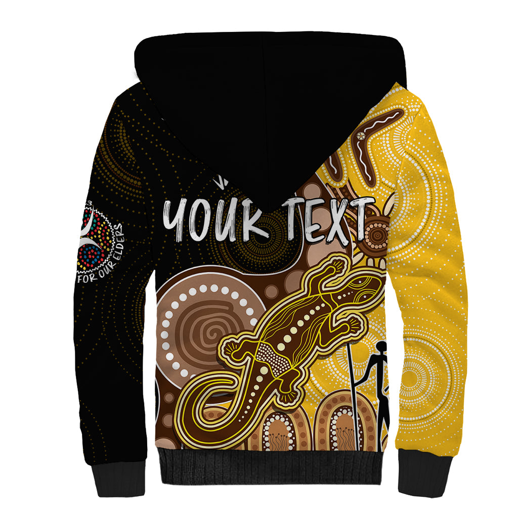 personalised-naidoc-week-2023-afl-hawks-sherpa-hoodie-aboriginal-dot-art-lizard-mix-boomerang