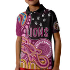 personalised-naidoc-week-2023-afl-lions-kid-polo-shirt-aboriginal-dot-art-lizard-mix-boomerang