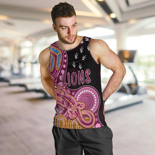 personalised-naidoc-week-2023-afl-lions-men-tank-top-aboriginal-dot-art-lizard-mix-boomerang