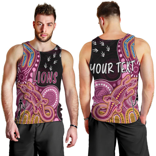 personalised-naidoc-week-2023-afl-lions-men-tank-top-aboriginal-dot-art-lizard-mix-boomerang