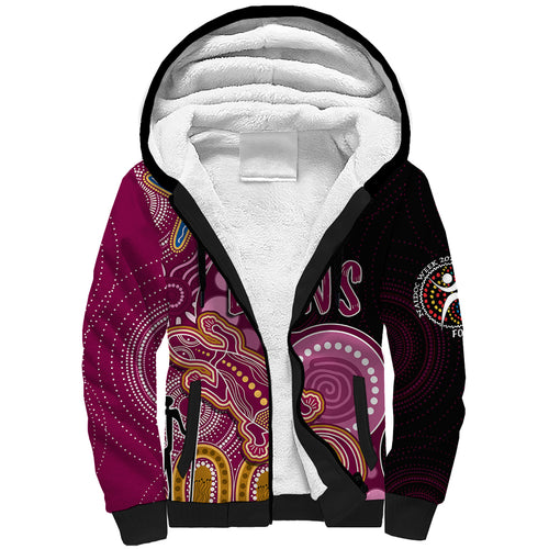 personalised-naidoc-week-2023-afl-lions-sherpa-hoodie-aboriginal-dot-art-lizard-mix-boomerang
