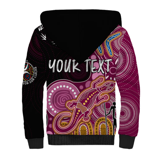 personalised-naidoc-week-2023-afl-lions-sherpa-hoodie-aboriginal-dot-art-lizard-mix-boomerang