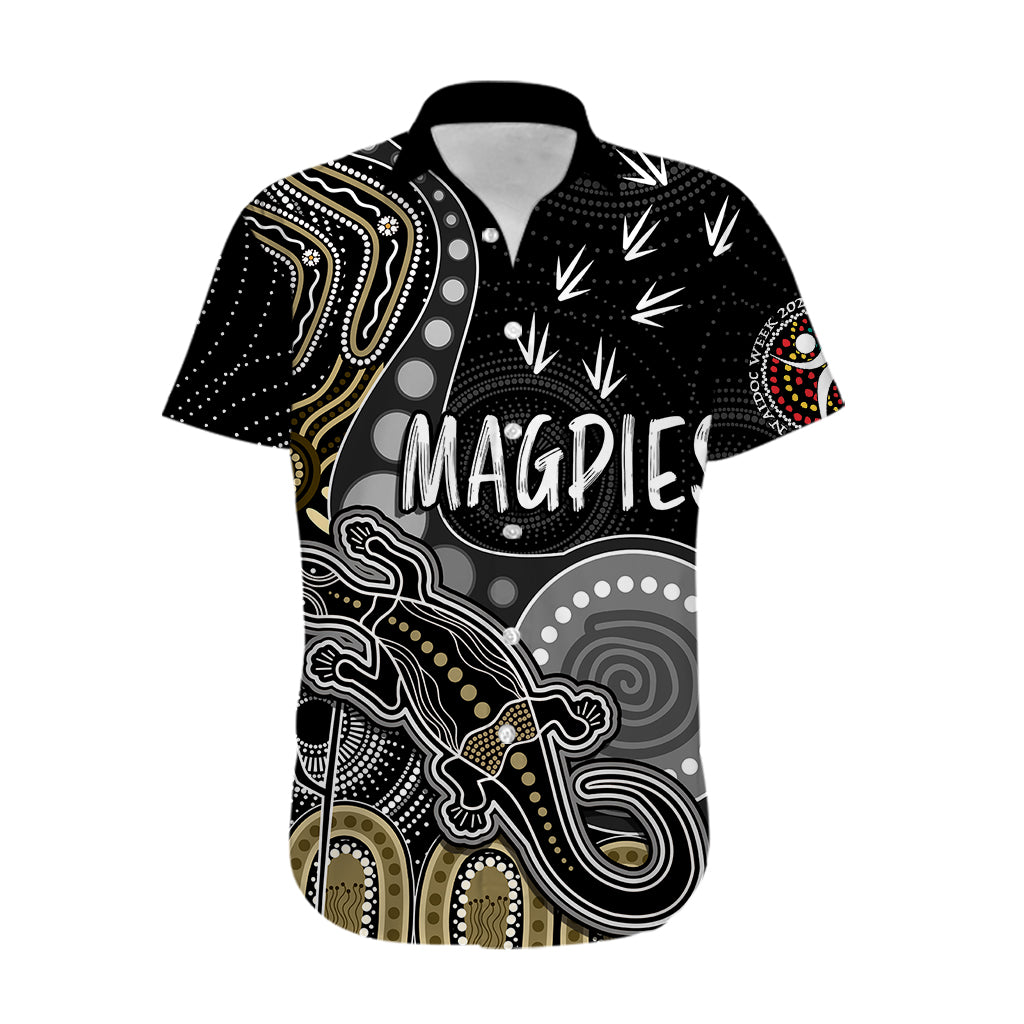 personalised-naidoc-week-2023-afl-magpies-hawaiian-shirt-aboriginal-dot-art-lizard-mix-boomerang