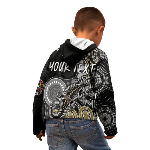 personalised-naidoc-week-2023-afl-magpies-kid-hoodie-aboriginal-dot-art-lizard-mix-boomerang