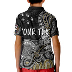 personalised-naidoc-week-2023-afl-magpies-kid-polo-shirt-aboriginal-dot-art-lizard-mix-boomerang