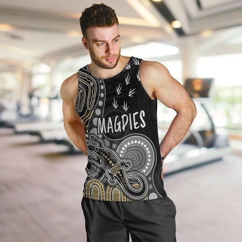 personalised-naidoc-week-2023-afl-magpies-men-tank-top-aboriginal-dot-art-lizard-mix-boomerang