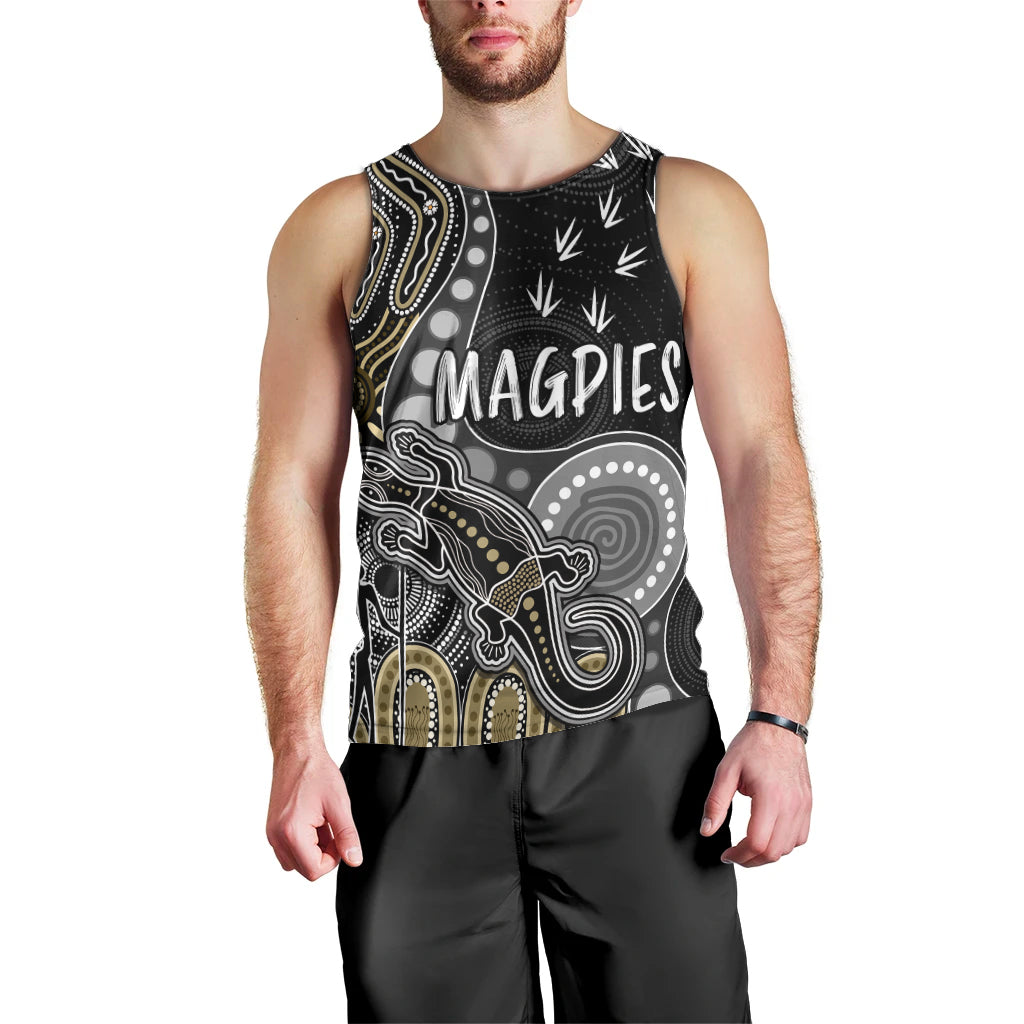 personalised-naidoc-week-2023-afl-magpies-men-tank-top-aboriginal-dot-art-lizard-mix-boomerang