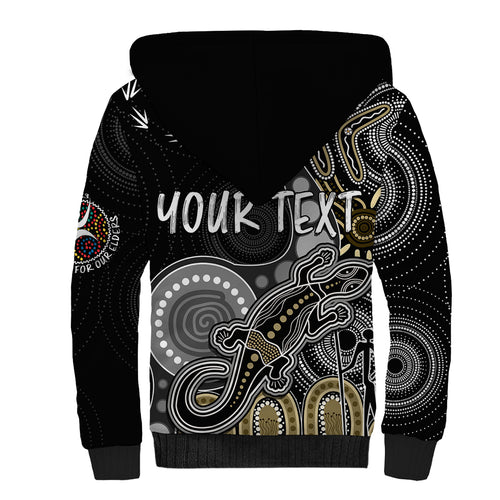 personalised-naidoc-week-2023-afl-magpies-sherpa-hoodie-aboriginal-dot-art-lizard-mix-boomerang