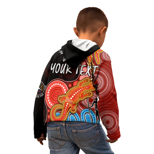 personalised-naidoc-week-2023-afl-suns-kid-hoodie-aboriginal-dot-art-lizard-mix-boomerang