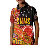personalised-naidoc-week-2023-afl-suns-kid-polo-shirt-aboriginal-dot-art-lizard-mix-boomerang