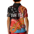 personalised-naidoc-week-2023-afl-suns-kid-polo-shirt-aboriginal-dot-art-lizard-mix-boomerang