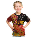 personalised-naidoc-week-2023-afl-suns-kid-t-shirt-aboriginal-dot-art-lizard-mix-boomerang