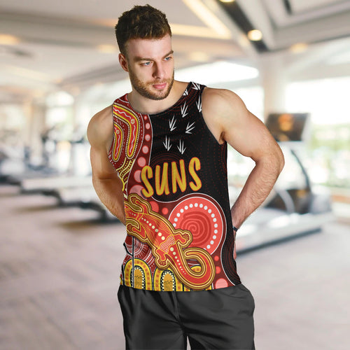 personalised-naidoc-week-2023-afl-suns-men-tank-top-aboriginal-dot-art-lizard-mix-boomerang