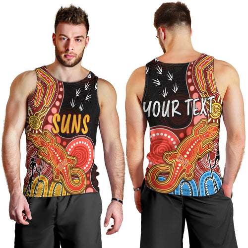 personalised-naidoc-week-2023-afl-suns-men-tank-top-aboriginal-dot-art-lizard-mix-boomerang