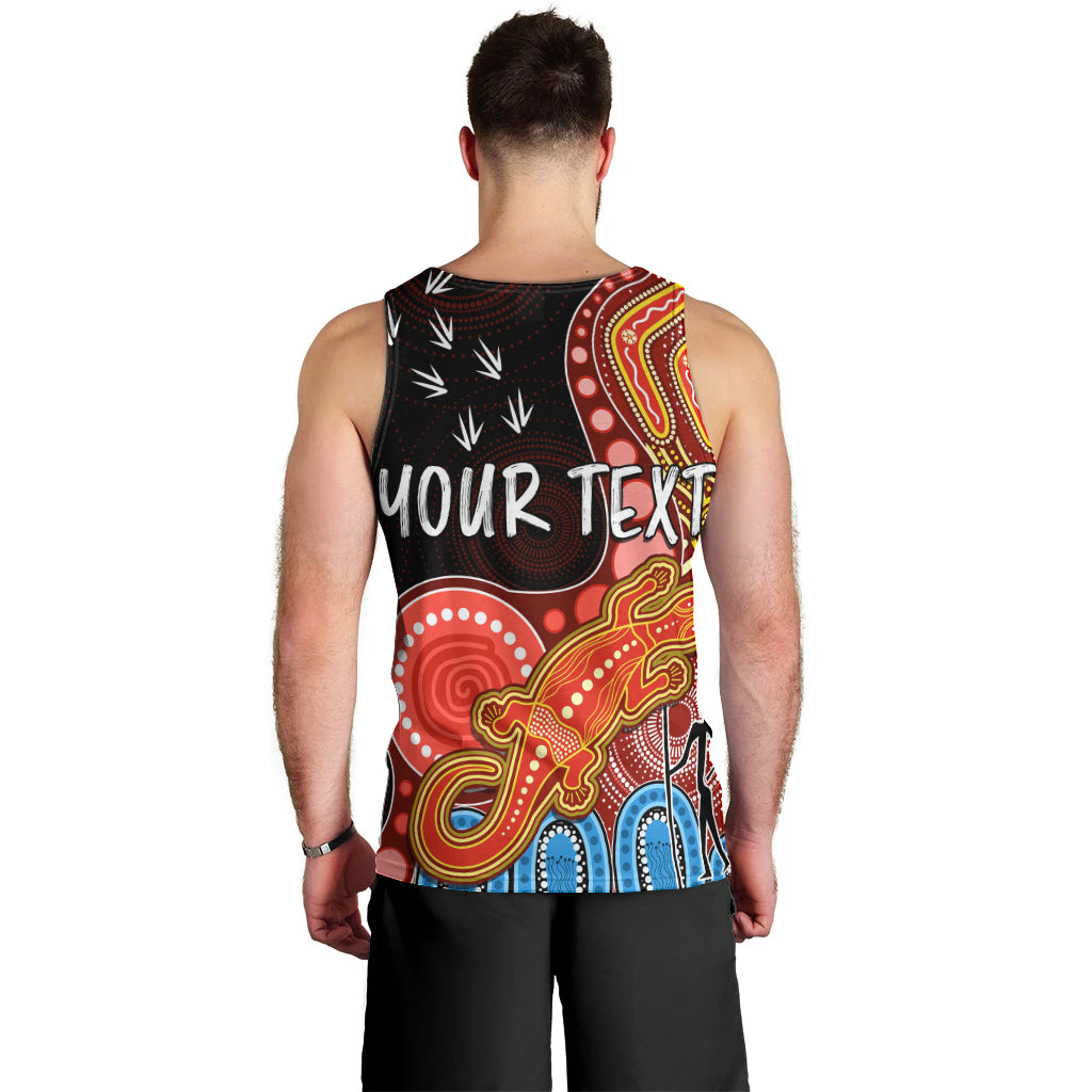 personalised-naidoc-week-2023-afl-suns-men-tank-top-aboriginal-dot-art-lizard-mix-boomerang