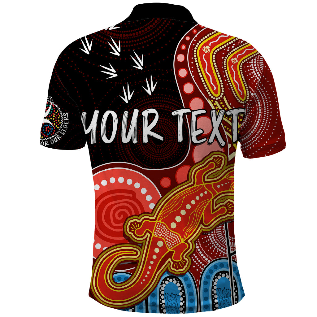 personalised-naidoc-week-2023-afl-suns-polo-shirt-aboriginal-dot-art-lizard-mix-boomerang