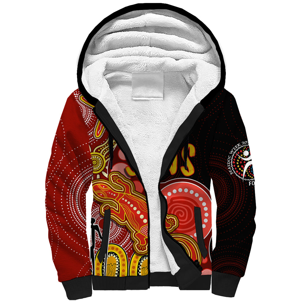 personalised-naidoc-week-2023-afl-suns-sherpa-hoodie-aboriginal-dot-art-lizard-mix-boomerang