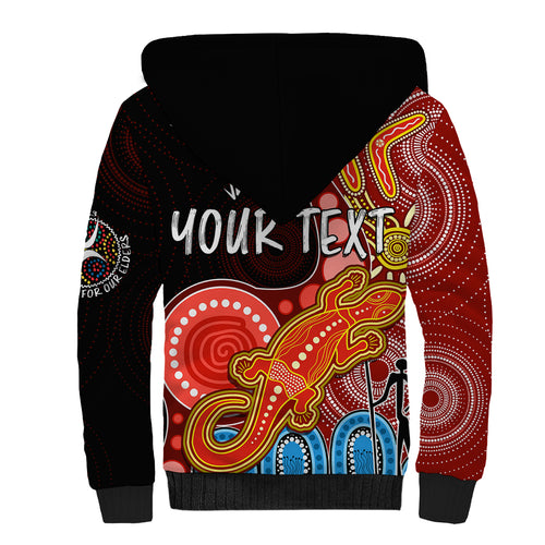 personalised-naidoc-week-2023-afl-suns-sherpa-hoodie-aboriginal-dot-art-lizard-mix-boomerang
