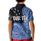 personalised-naidoc-week-2023-afl-bulldogs-kid-polo-shirt-aboriginal-dot-art-lizard-mix-boomerang