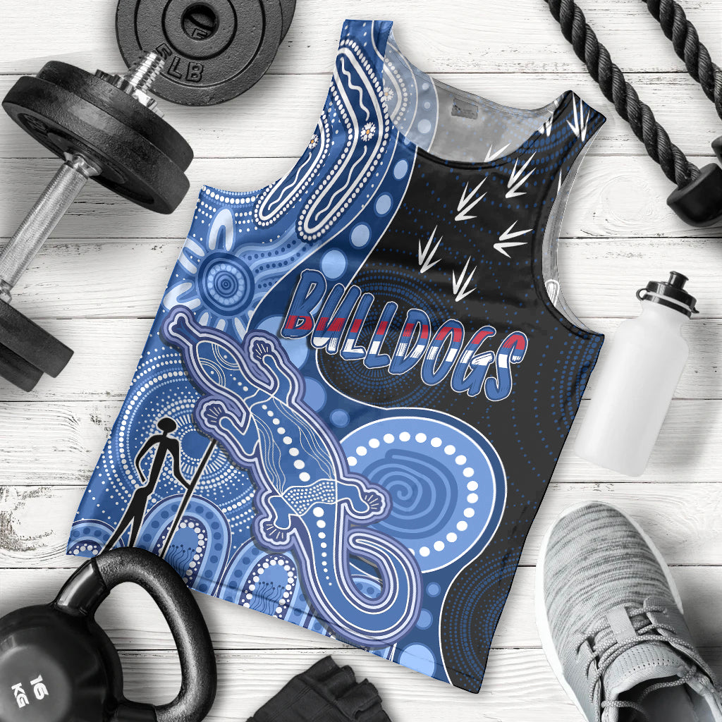 personalised-naidoc-week-2023-afl-bulldogs-men-tank-top-aboriginal-dot-art-lizard-mix-boomerang