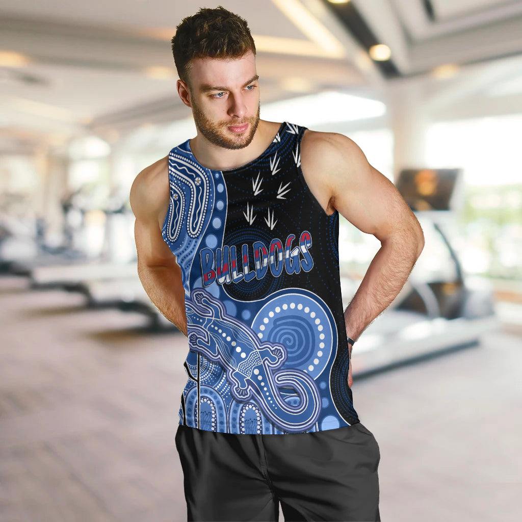 personalised-naidoc-week-2023-afl-bulldogs-men-tank-top-aboriginal-dot-art-lizard-mix-boomerang