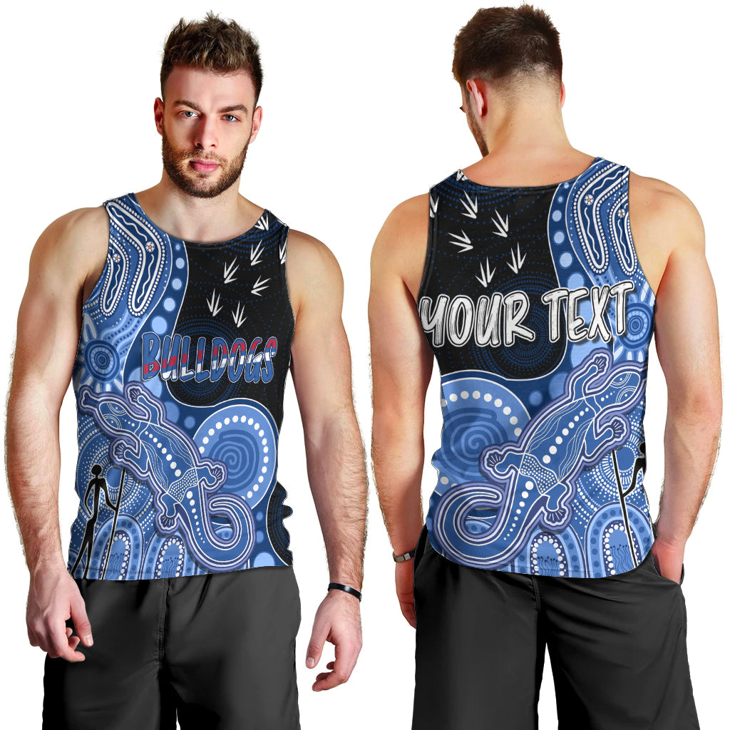 personalised-naidoc-week-2023-afl-bulldogs-men-tank-top-aboriginal-dot-art-lizard-mix-boomerang
