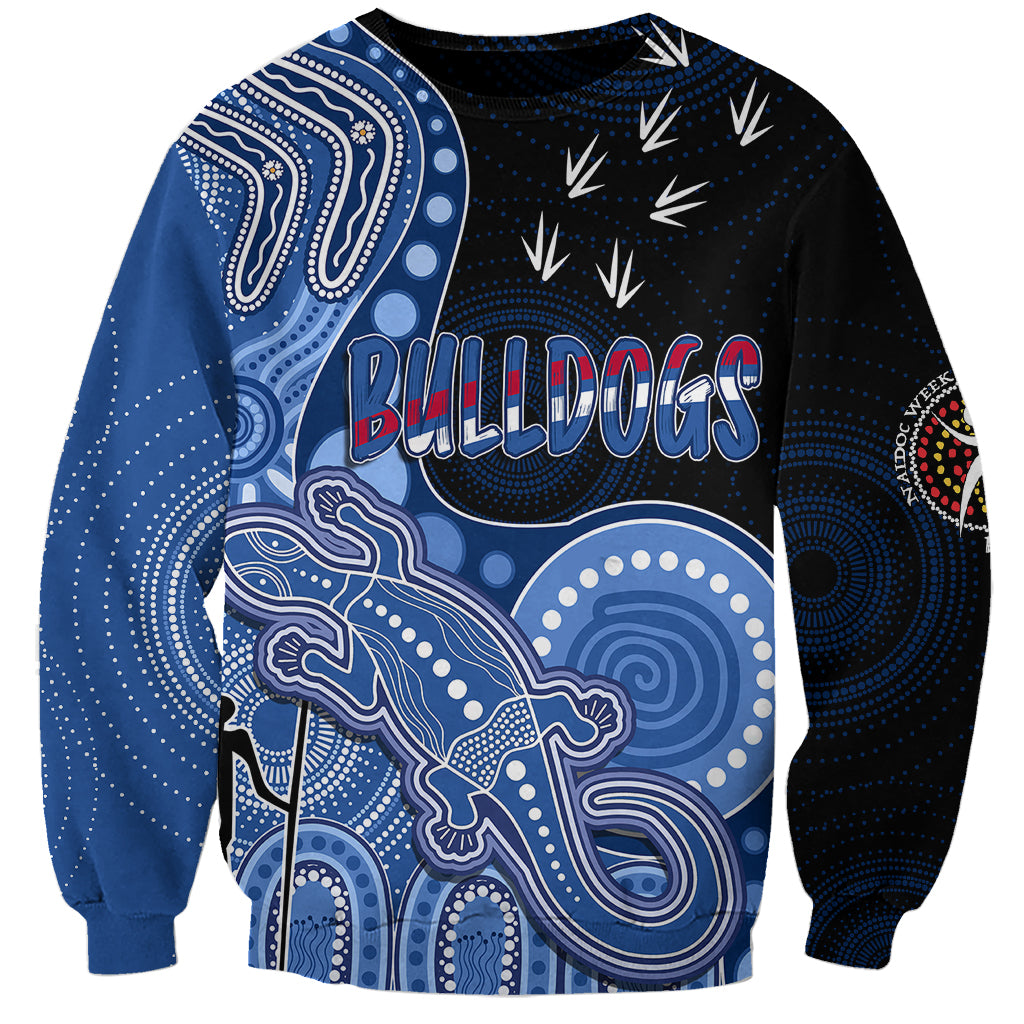 personalised-naidoc-week-2023-afl-bulldogs-sweatshirt-aboriginal-dot-art-lizard-mix-boomerang