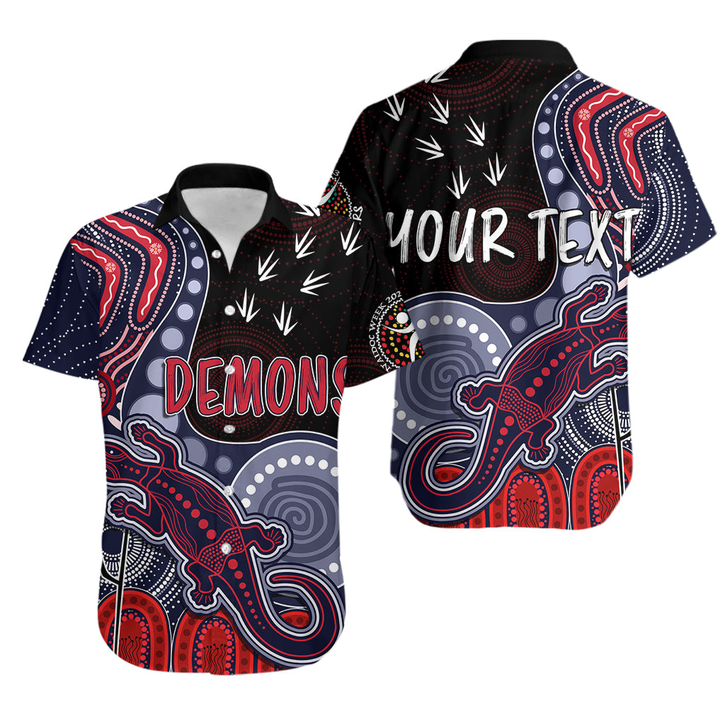 personalised-naidoc-week-2023-afl-demons-hawaiian-shirt-aboriginal-dot-art-lizard-mix-boomerang