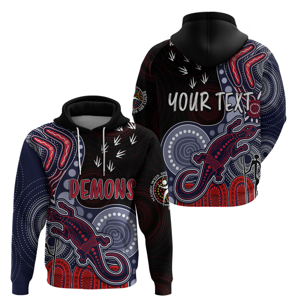 personalised-naidoc-week-2023-afl-demons-hoodie-aboriginal-dot-art-lizard-mix-boomerang