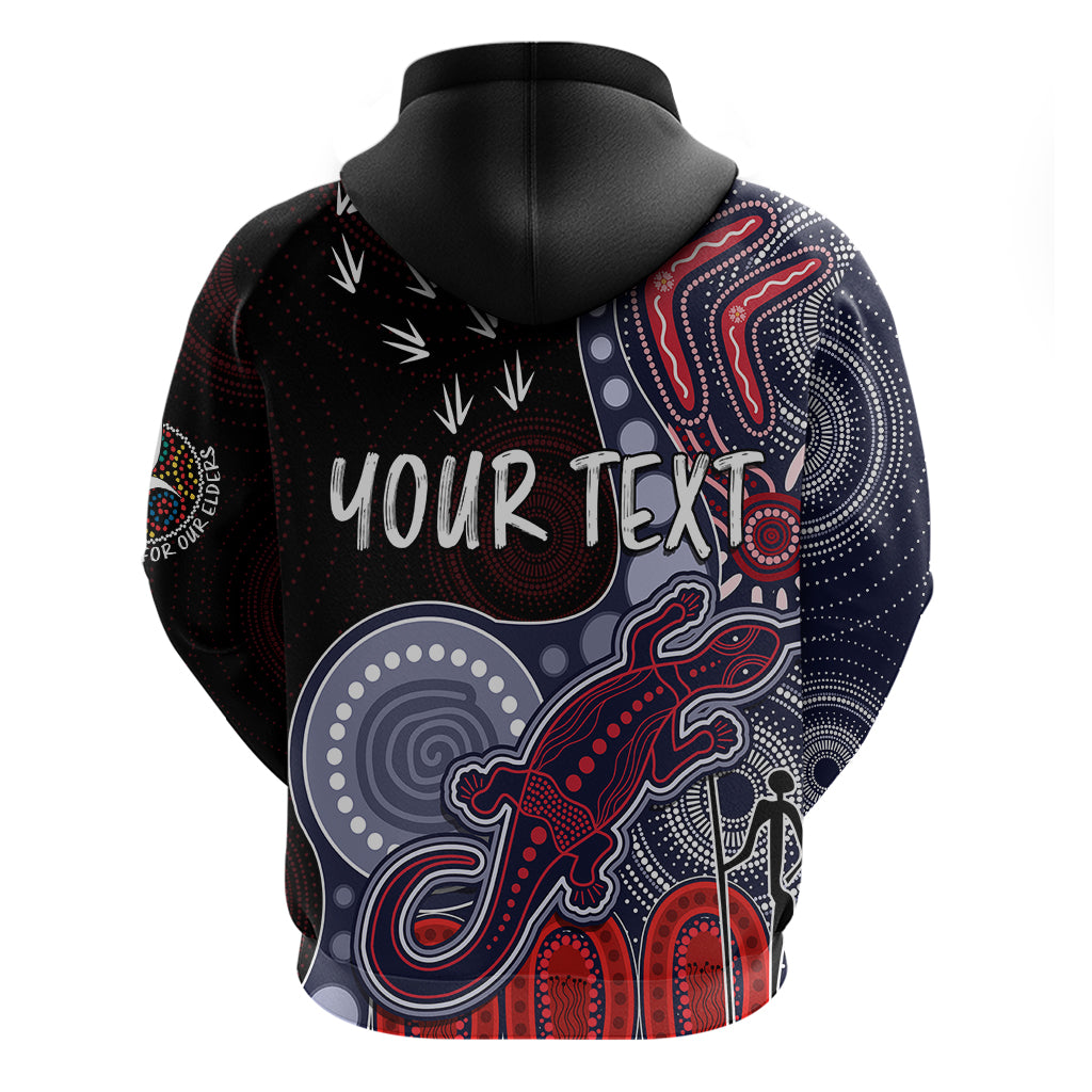 personalised-naidoc-week-2023-afl-demons-hoodie-aboriginal-dot-art-lizard-mix-boomerang