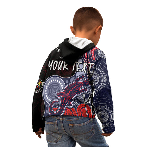 personalised-naidoc-week-2023-afl-demons-kid-hoodie-aboriginal-dot-art-lizard-mix-boomerang
