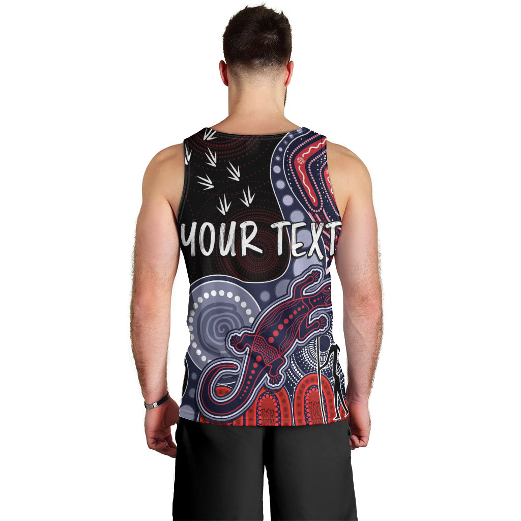 personalised-naidoc-week-2023-afl-demons-men-tank-top-aboriginal-dot-art-lizard-mix-boomerang