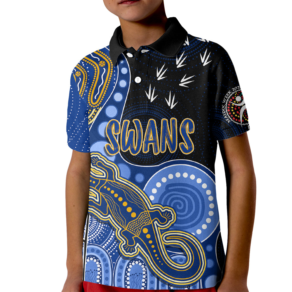 personalised-naidoc-week-2023-afl-eagles-kid-polo-shirt-aboriginal-dot-art-lizard-mix-boomerang