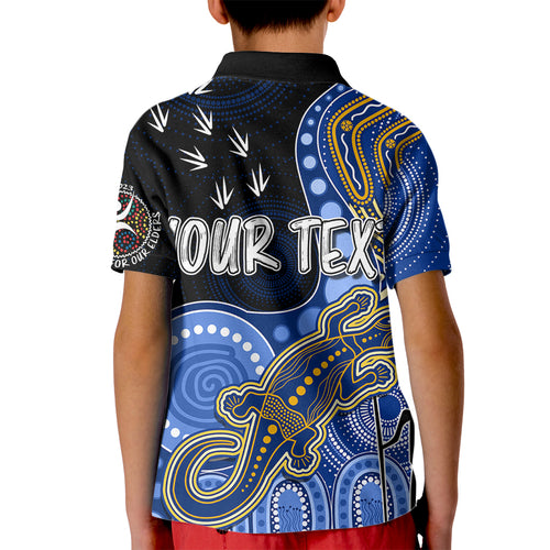 personalised-naidoc-week-2023-afl-eagles-kid-polo-shirt-aboriginal-dot-art-lizard-mix-boomerang