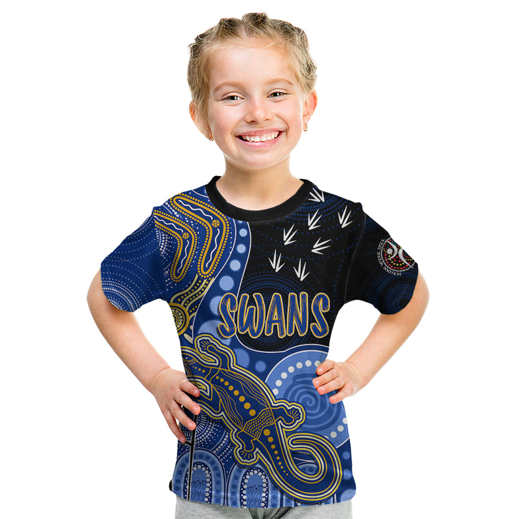 personalised-naidoc-week-2023-afl-eagles-kid-t-shirt-aboriginal-dot-art-lizard-mix-boomerang