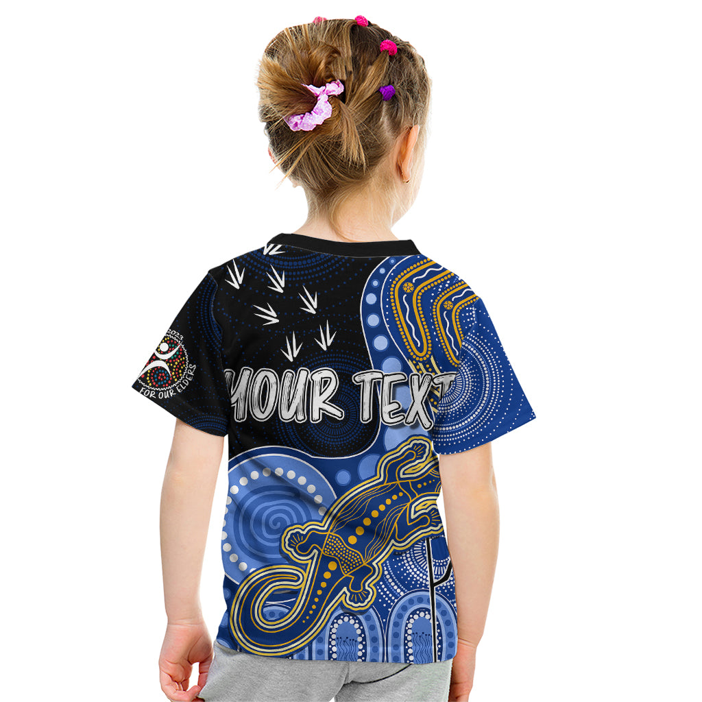 personalised-naidoc-week-2023-afl-eagles-kid-t-shirt-aboriginal-dot-art-lizard-mix-boomerang