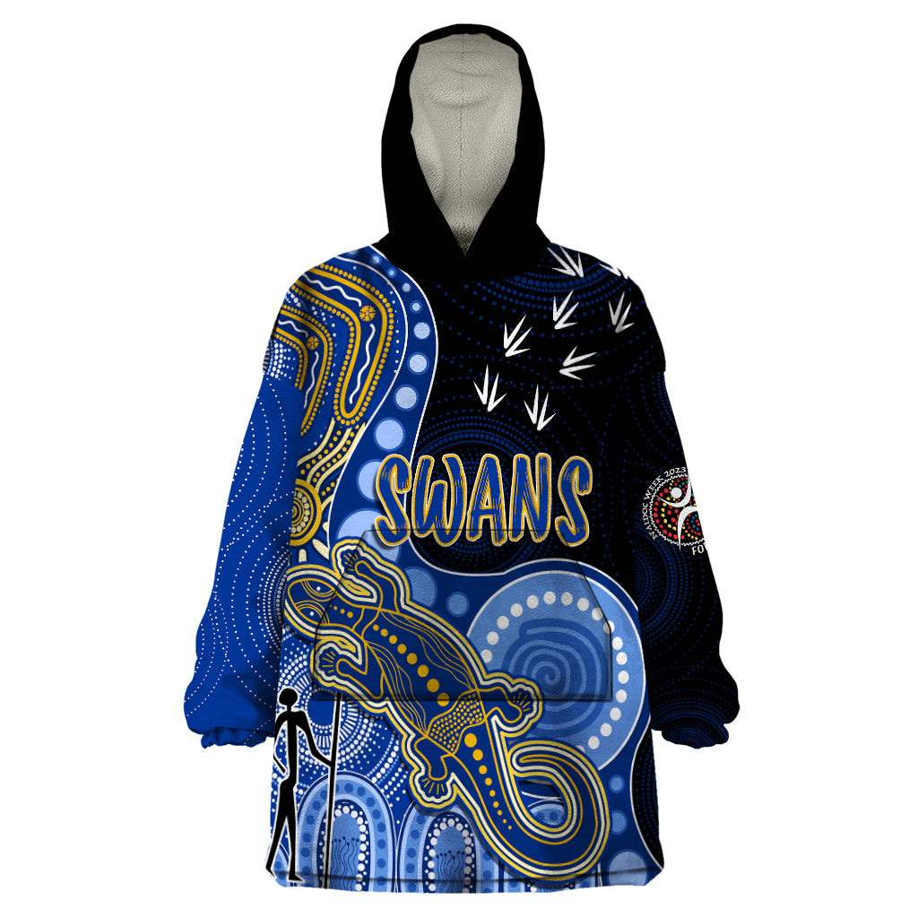 personalised-naidoc-week-2023-afl-eagles-wearable-blanket-hoodie-aboriginal-dot-art-lizard-mix-boomerang