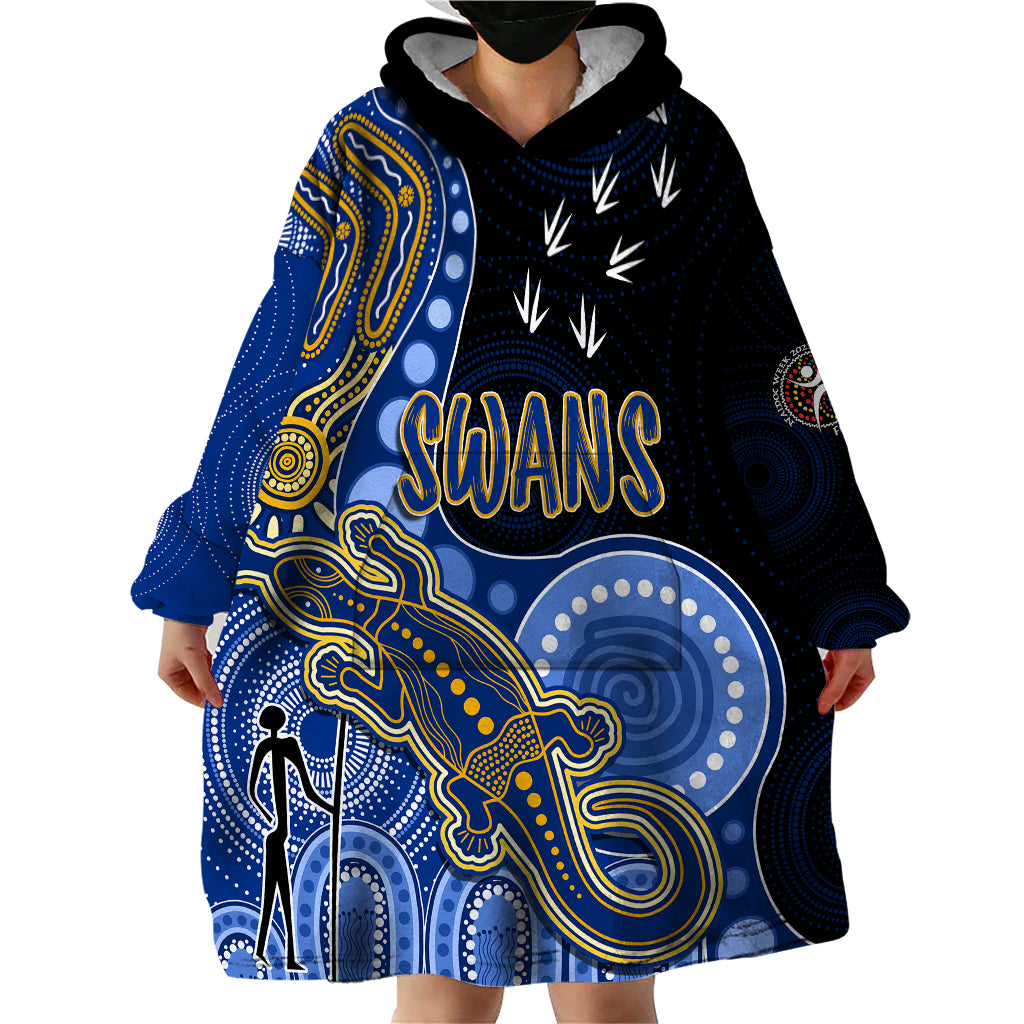 personalised-naidoc-week-2023-afl-eagles-wearable-blanket-hoodie-aboriginal-dot-art-lizard-mix-boomerang