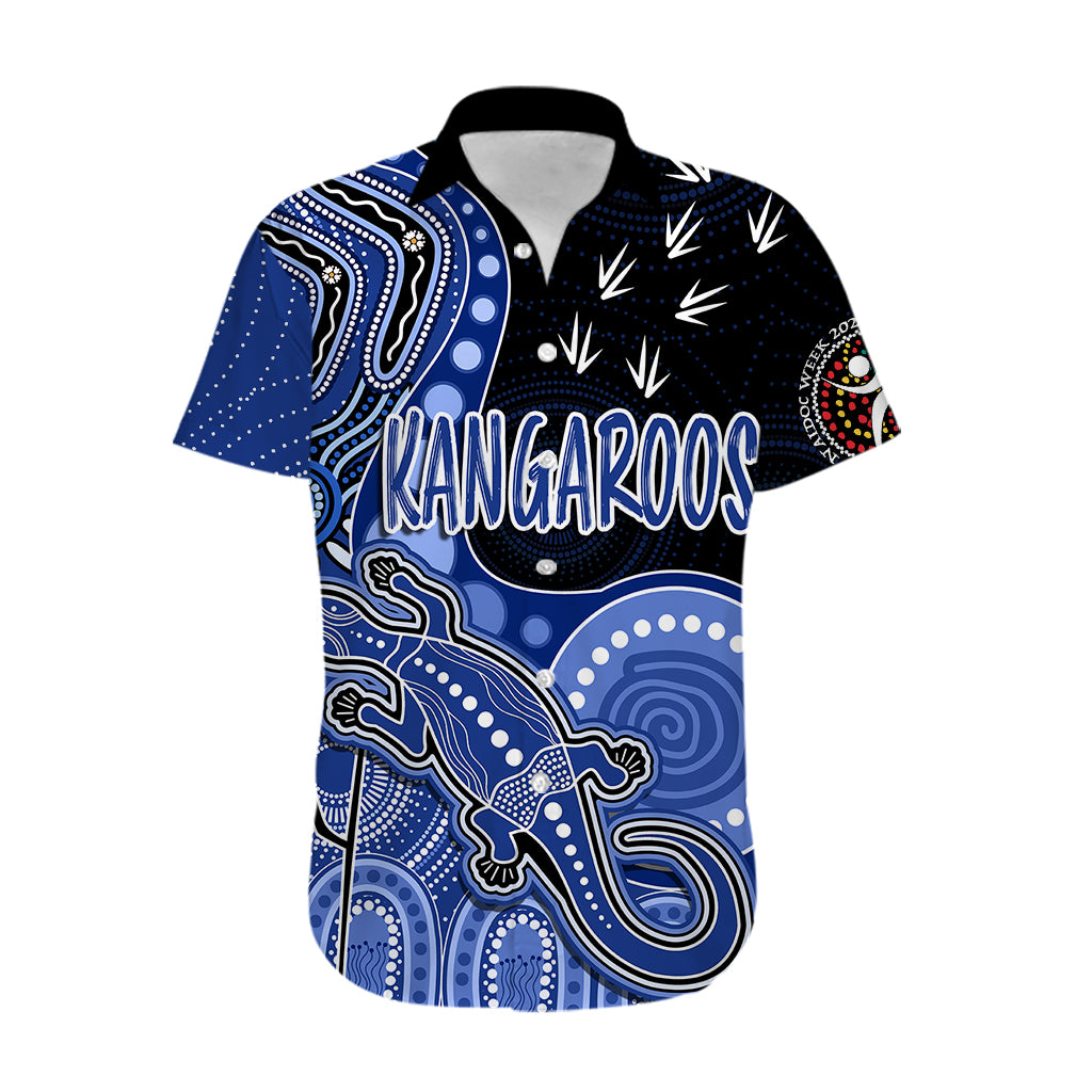 personalised-naidoc-week-2023-afl-kangaroos-hawaiian-shirt-aboriginal-dot-art-lizard-mix-boomerang