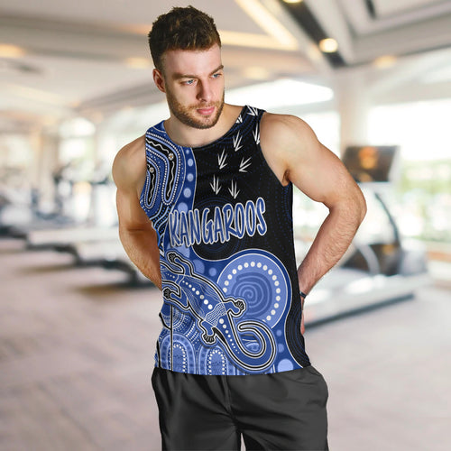 personalised-naidoc-week-2023-afl-kangaroos-men-tank-top-aboriginal-dot-art-lizard-mix-boomerang