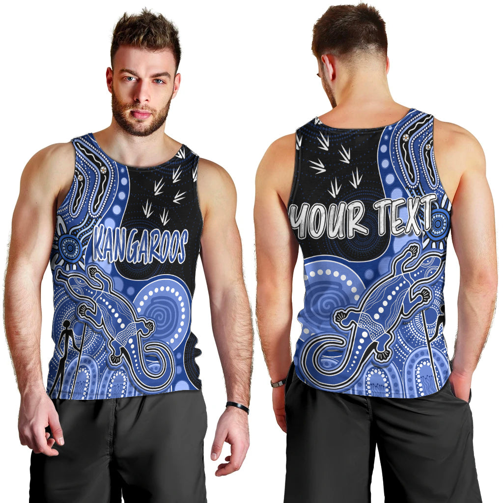 personalised-naidoc-week-2023-afl-kangaroos-men-tank-top-aboriginal-dot-art-lizard-mix-boomerang