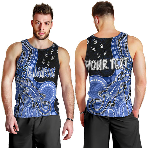 personalised-naidoc-week-2023-afl-kangaroos-men-tank-top-aboriginal-dot-art-lizard-mix-boomerang