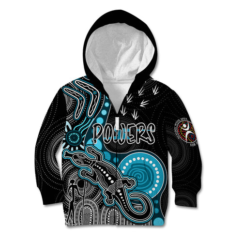 personalised-naidoc-week-2023-afl-powers-kid-hoodie-aboriginal-dot-art-lizard-mix-boomerang
