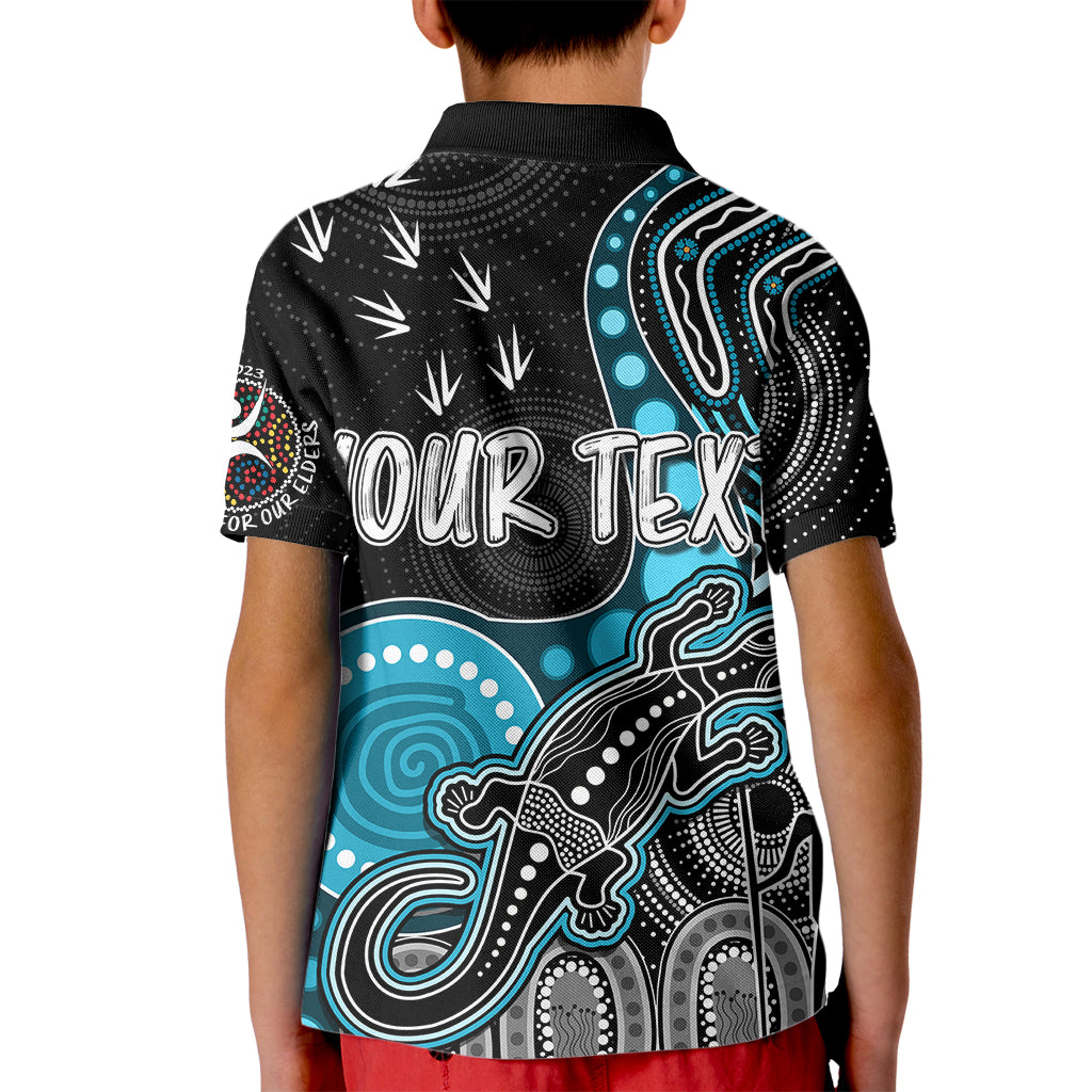 personalised-naidoc-week-2023-afl-powers-kid-polo-shirt-aboriginal-dot-art-lizard-mix-boomerang