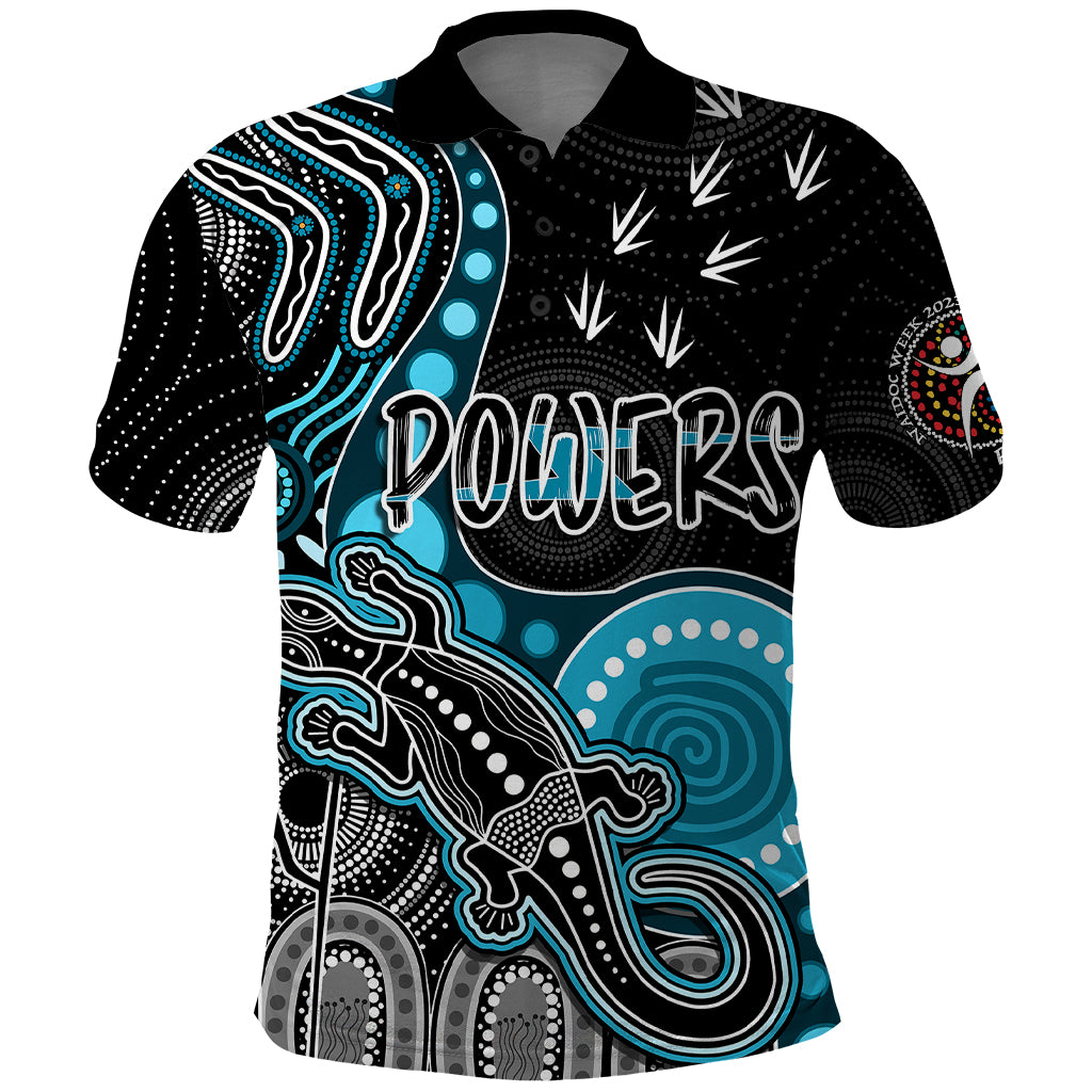 personalised-naidoc-week-2023-afl-powers-polo-shirt-aboriginal-dot-art-lizard-mix-boomerang