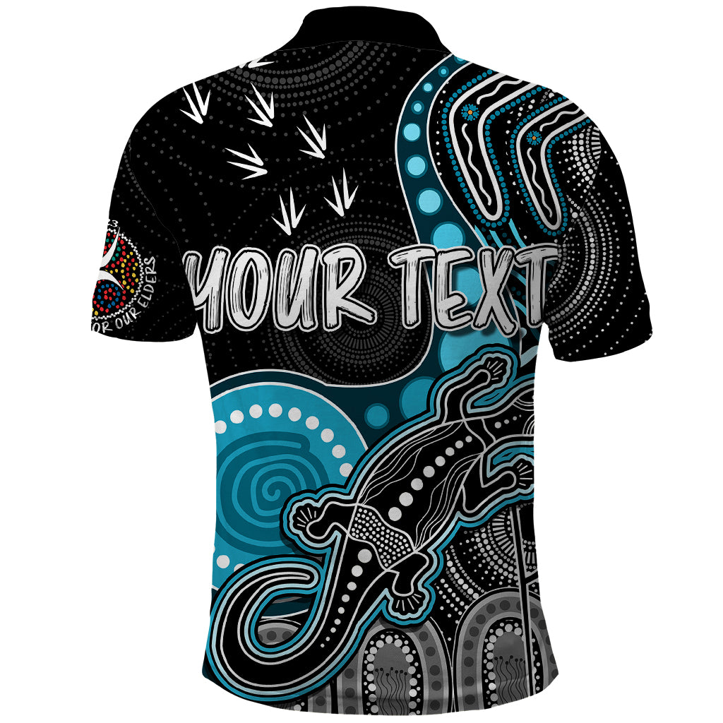 personalised-naidoc-week-2023-afl-powers-polo-shirt-aboriginal-dot-art-lizard-mix-boomerang